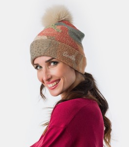 Czapka damska Anekke z pomponem 43481-341 kolorowa zimowa